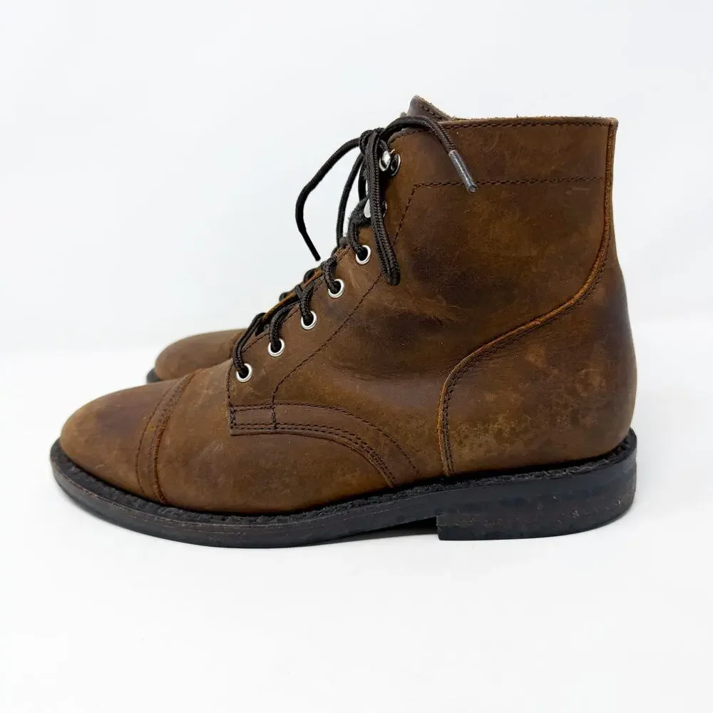 Thursday Brown Oiled Leather Lace Up Boots Men's Size 8 EUC Handmade in Mexico